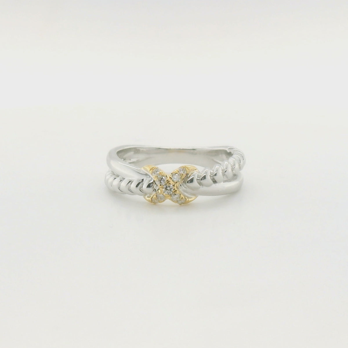 Perfect Love 0.10ct Diamond Two-Tone Criss-Cross Ring