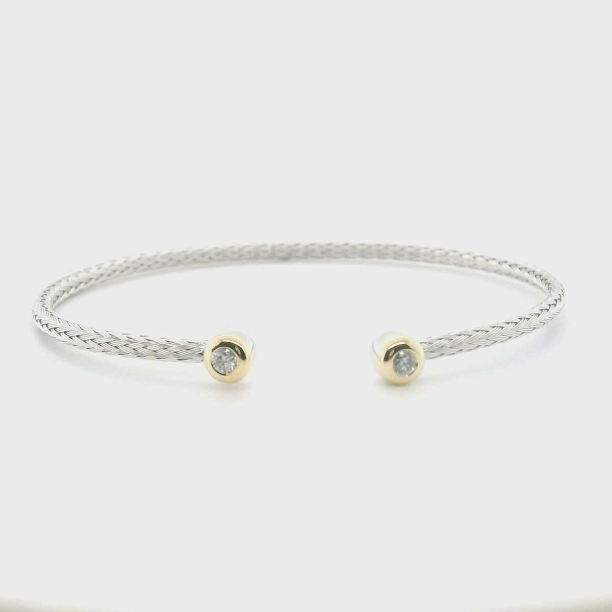 Perfect Love 0.17ct Diamond Two-Tone Silver Braided Cuff