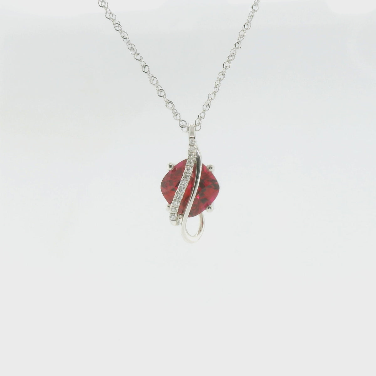 Chatham 2.18ct Lab Ruby & Diamond Pendant