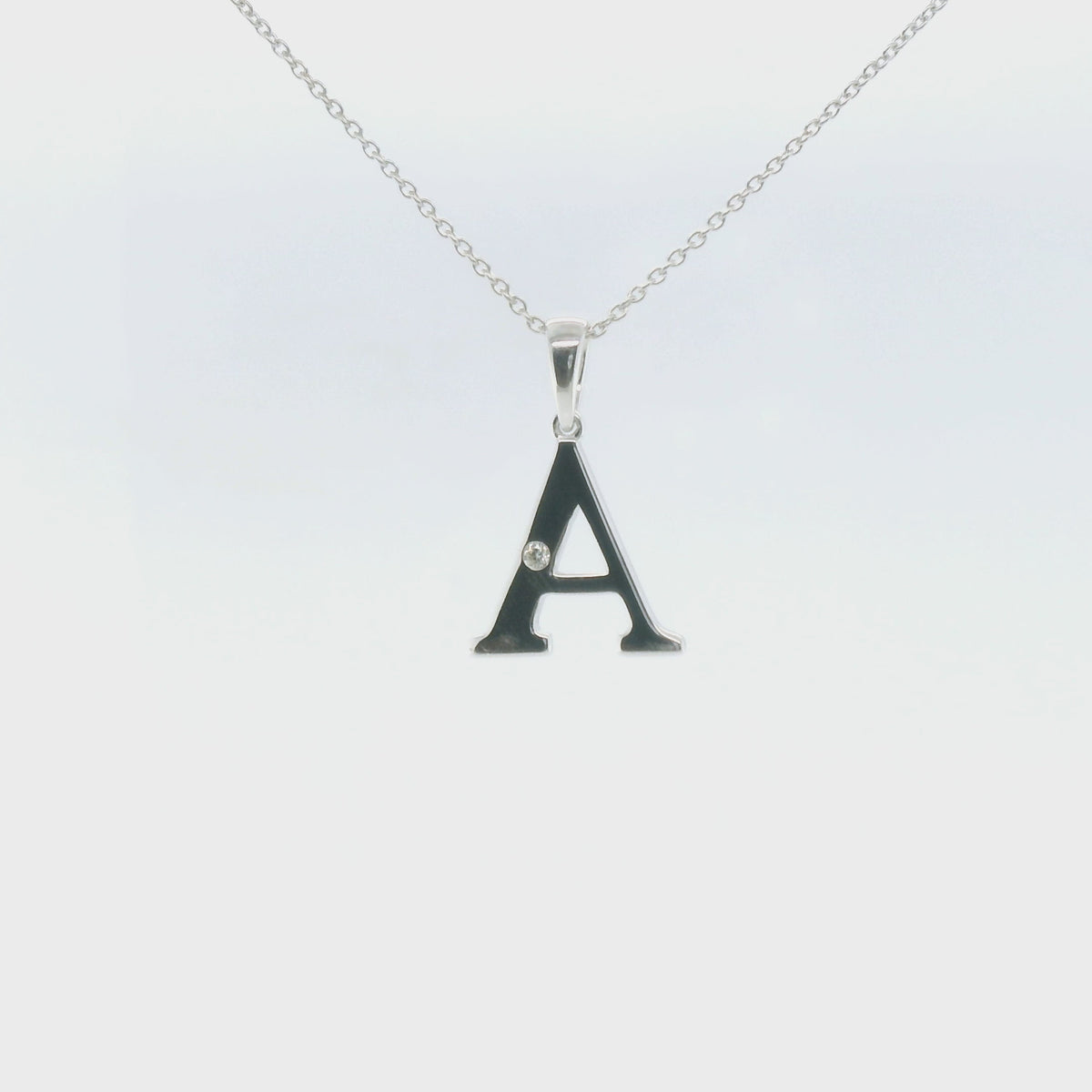 Perfect Love Silver Initial A Diamond Pendant with Chain