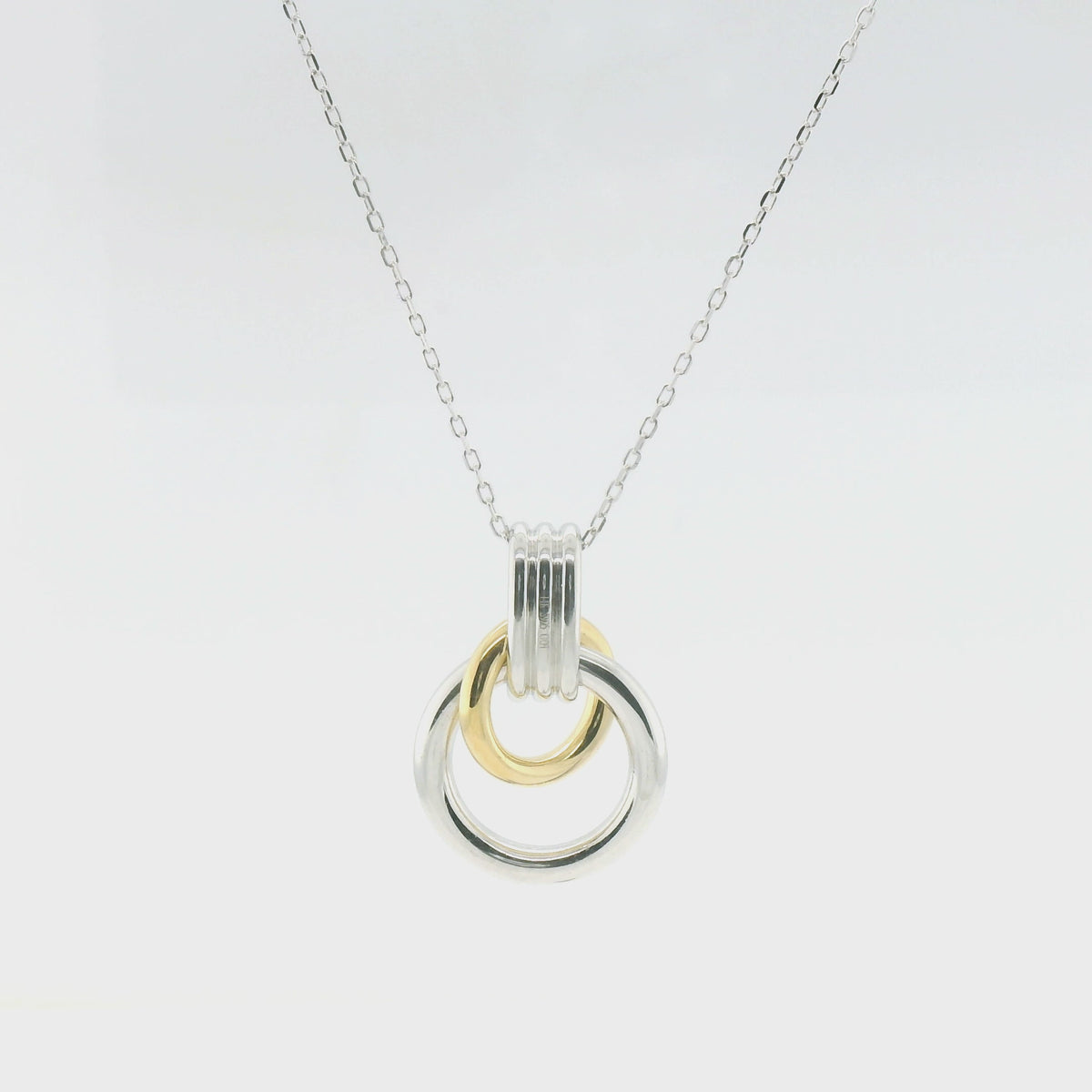Perfect Love Interlocking Two-Tone Circle Pendant with Chain