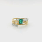 Chatham Two-Tone .52ct Lab Emerald & Diamond Ring