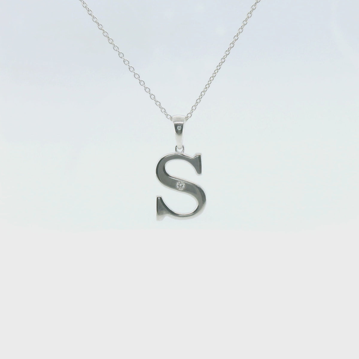 Perfect Love Silver Initial S Diamond Pendant with Chain