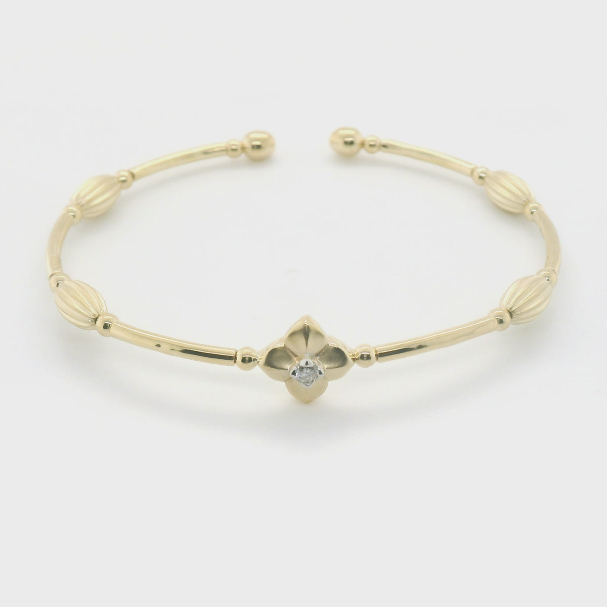 Perfect Love 0.07ct Diamond Gold Beaded Cuff