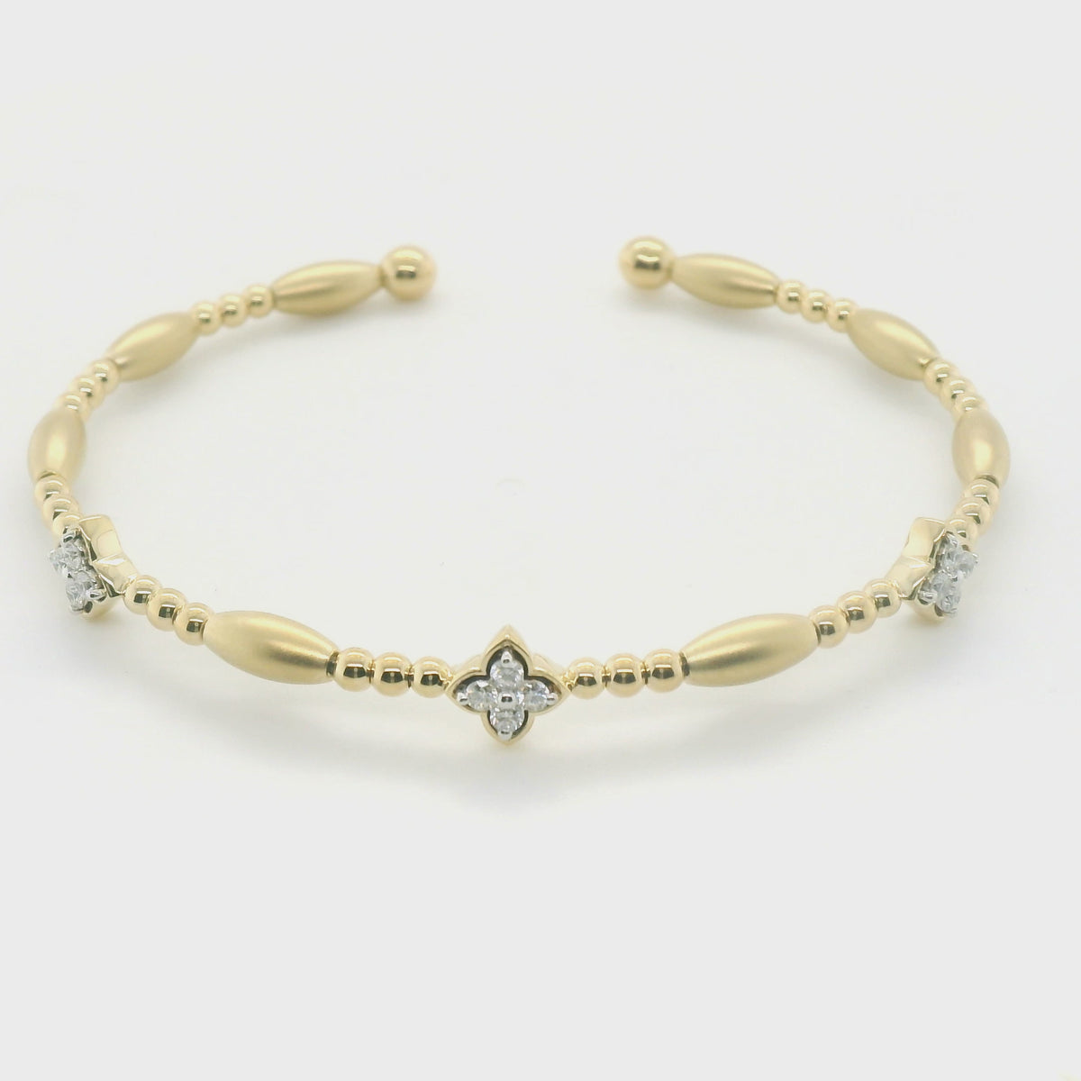 Perfect Love 0.33ct Diamond Gold Beaded Cuff