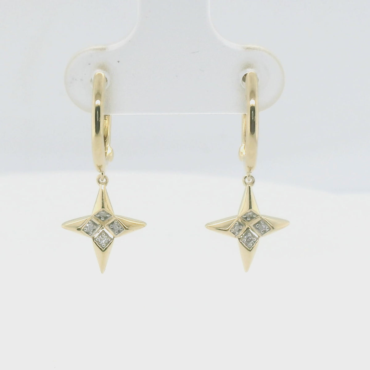 Perfect Love .07ct Diamond Gold Star Dangle Drops
