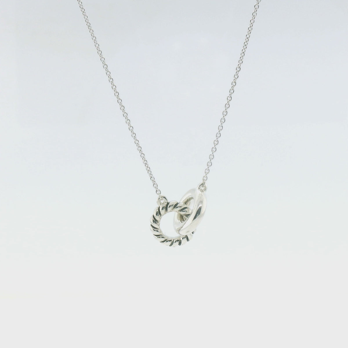 Perfect Love Silver Interlocking Rings Necklace
