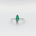 Chatham 0.51ct Pear Lab Emerald & Diamond Ring