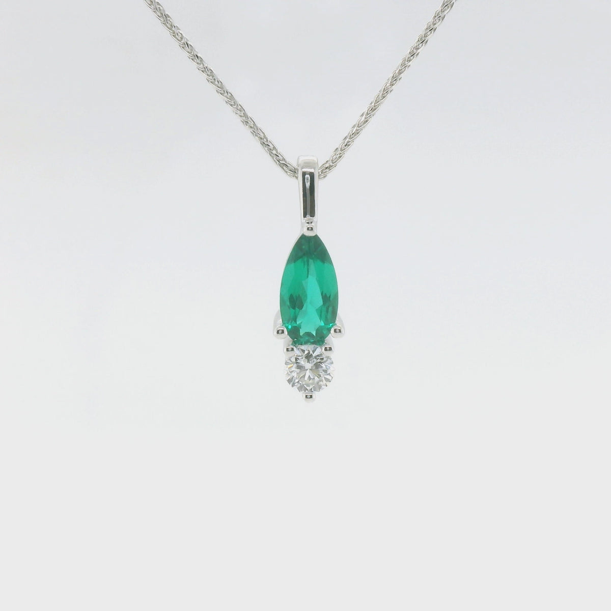 Chatham 0.51ct Emerald & Diamond Pendant