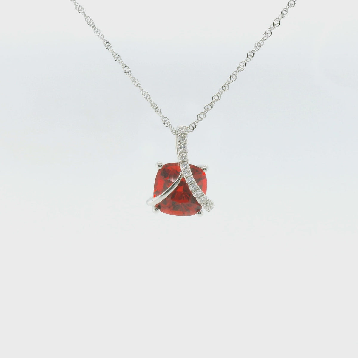 Chatham 3.56ct Lab Ruby & Diamond Pendant