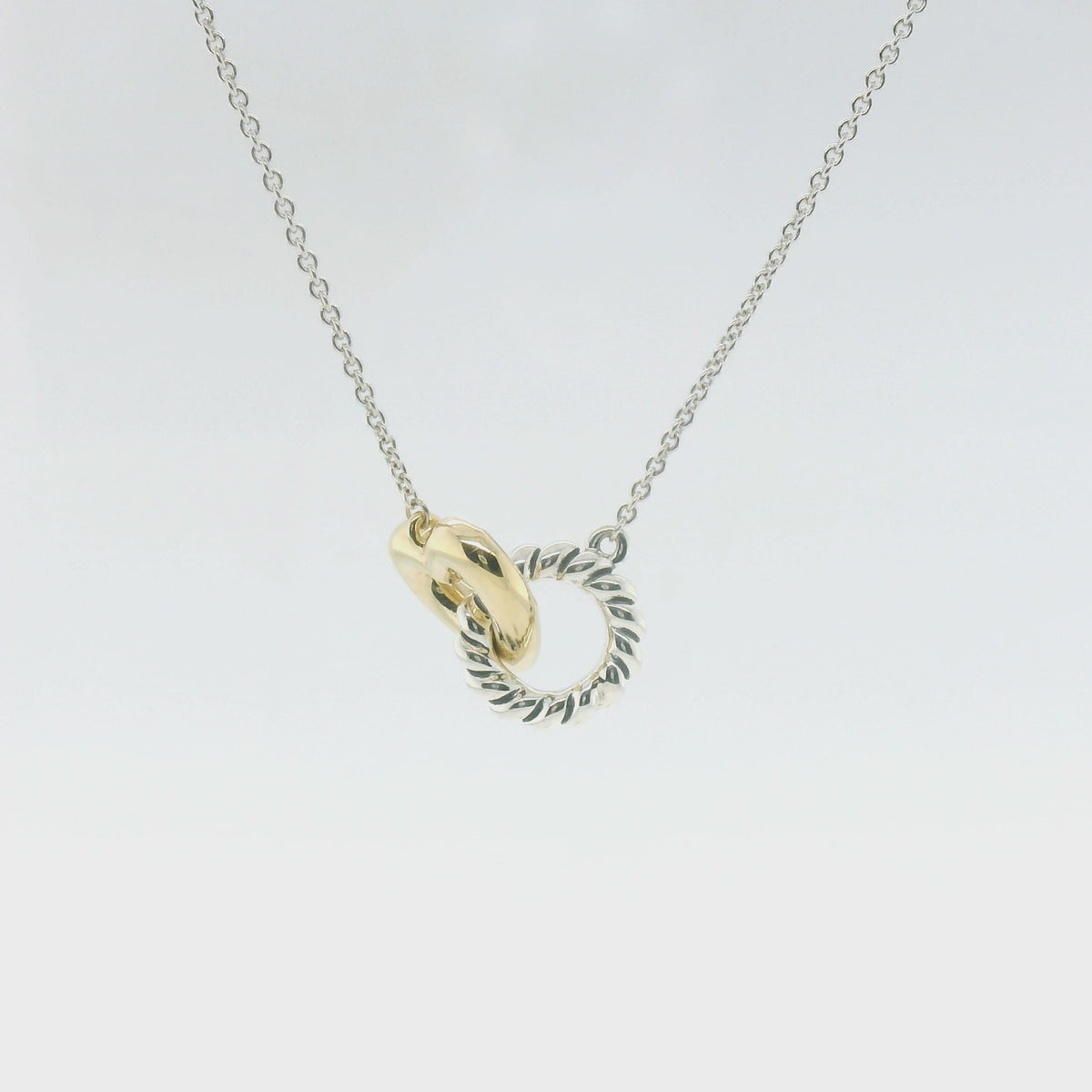 Perfect Love Interlocking Two-Tone Heart Necklace