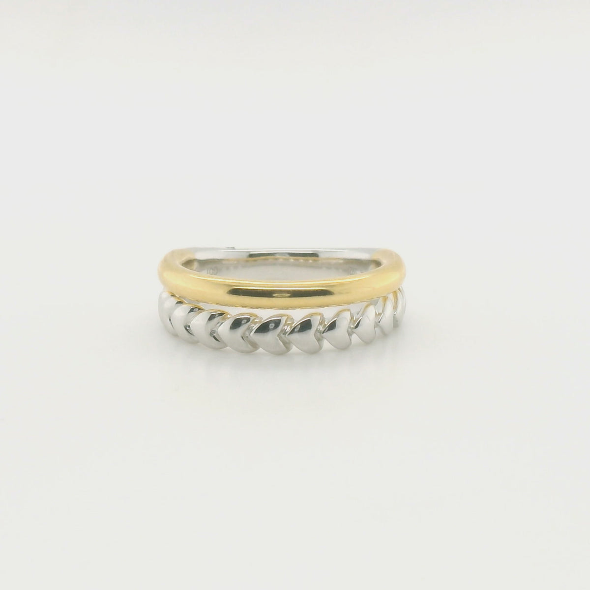 Perfect Love Two-Tone Heart Stacked Ring