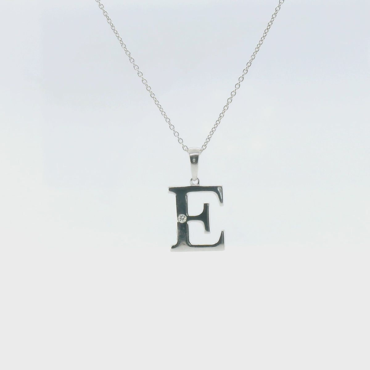 Perfect Love Silver Initial E Diamond Pendant with Chain