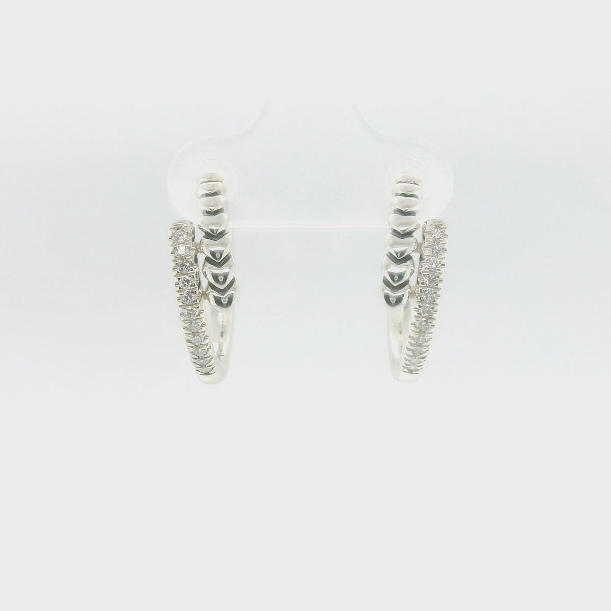 Perfect Love 0.14ct Diamond Silver Heart Hinge Hoops