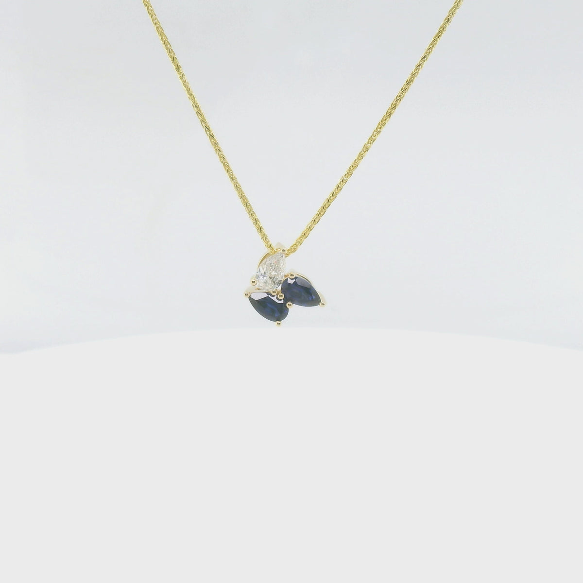 Chatham 0.52ct Lab Sapphire & Diamond Pendant