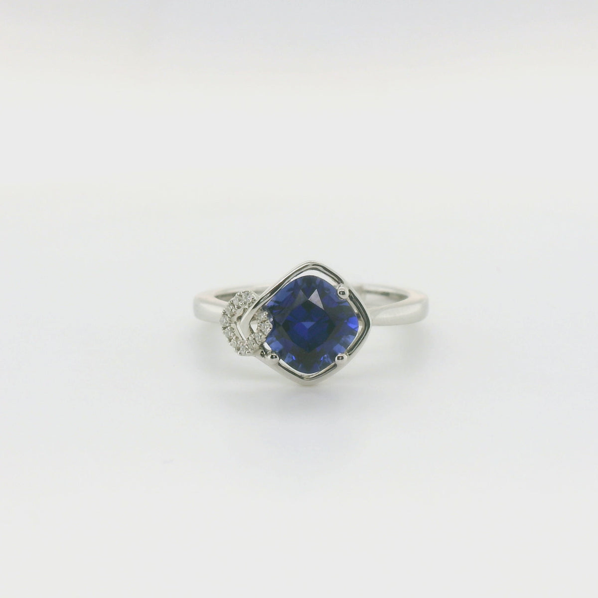 Chatham 2.75ct Cushion Lab Sapphire & Diamond Ring