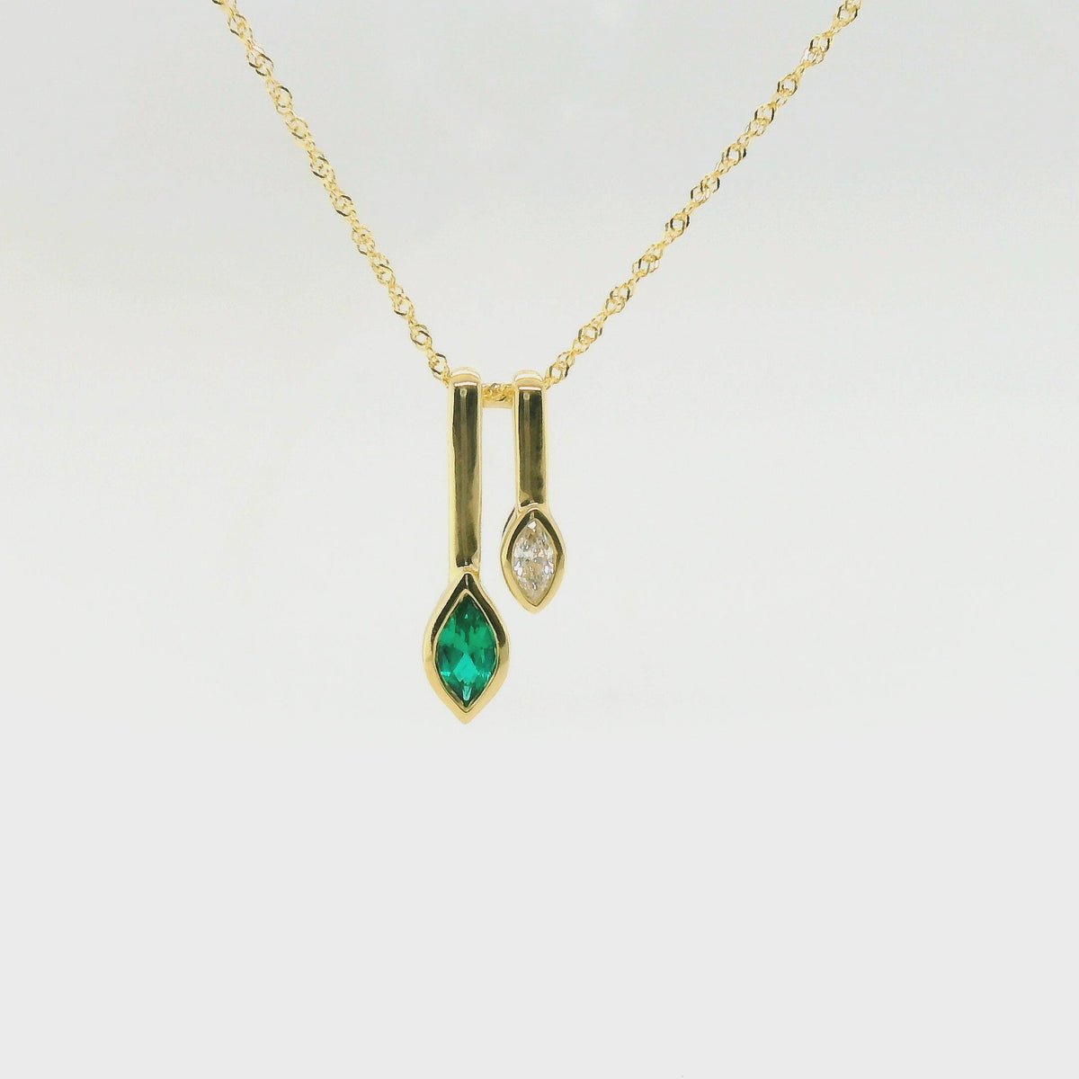 Chatham 0.25ct Lab Emerald & Diamond Pendant