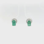 Chatham 14k White Gold Lab Emerald Studs
