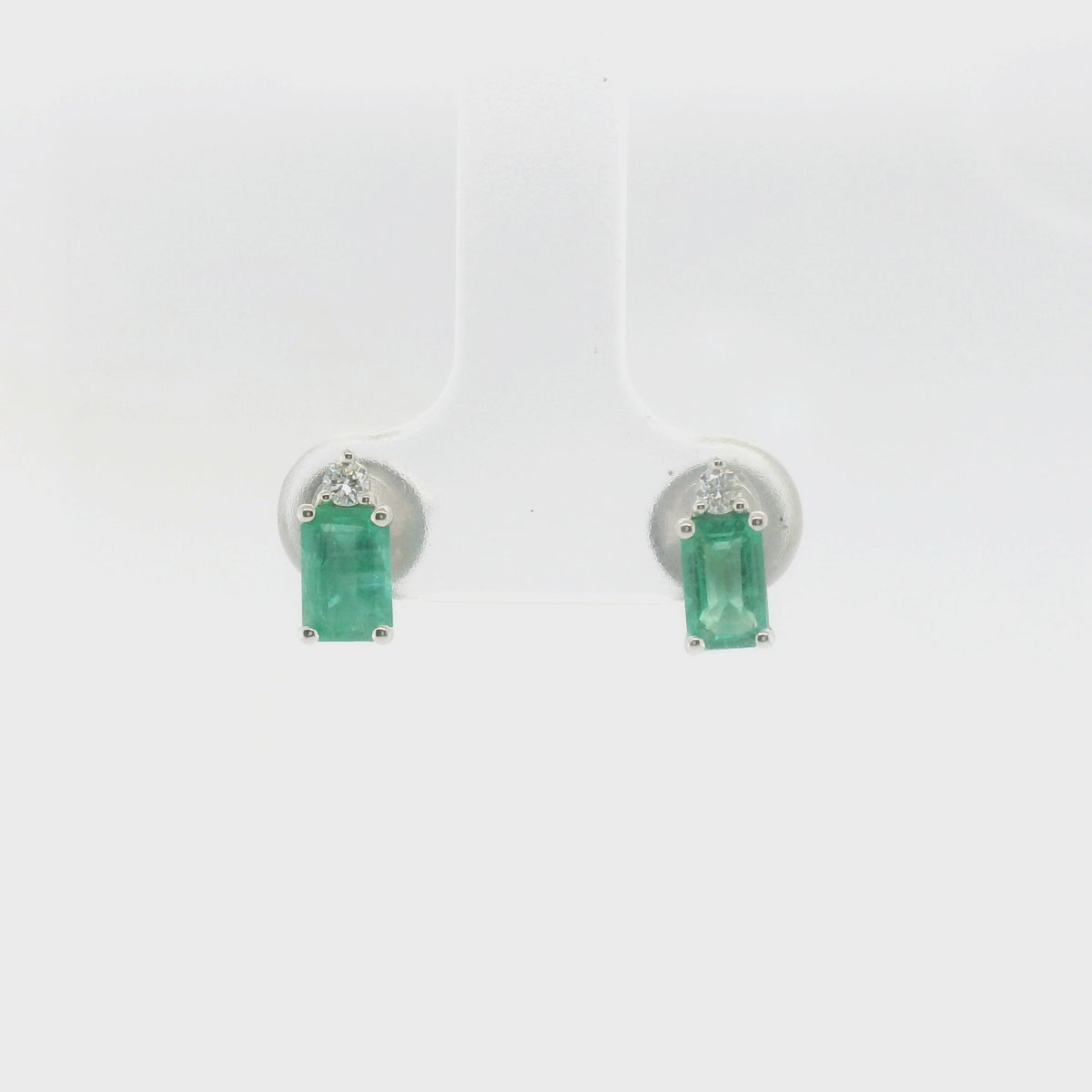 Chatham 14k White Gold Lab Emerald Studs