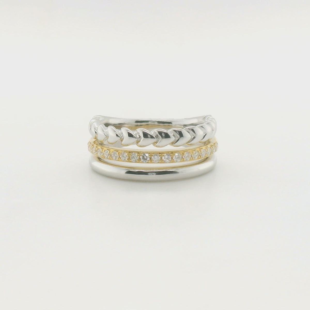 Perfect Love 0.25ct Diamond Two-Tone Triple Band Ring