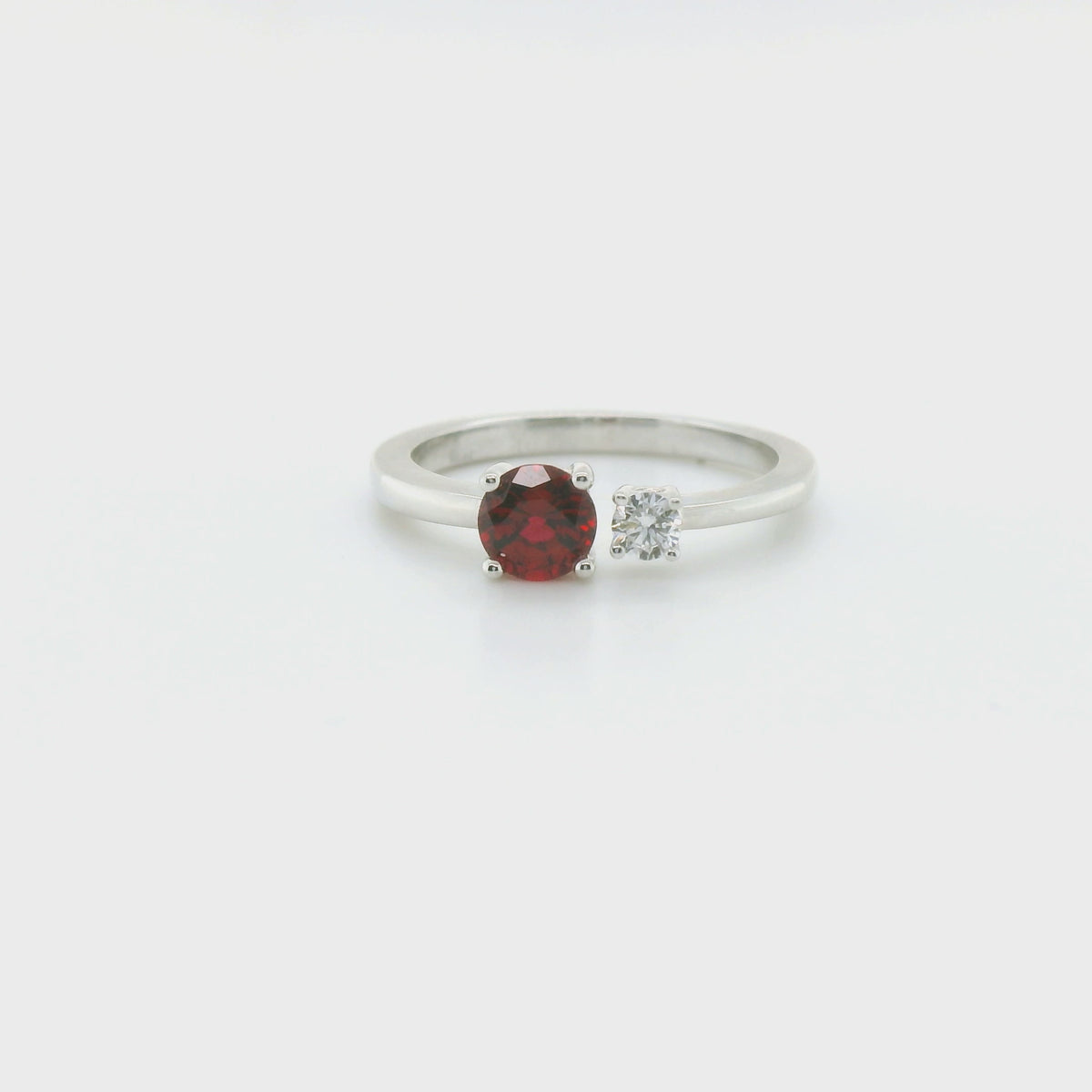 Chatham .68ct Round Lab Ruby & Diamond Ring