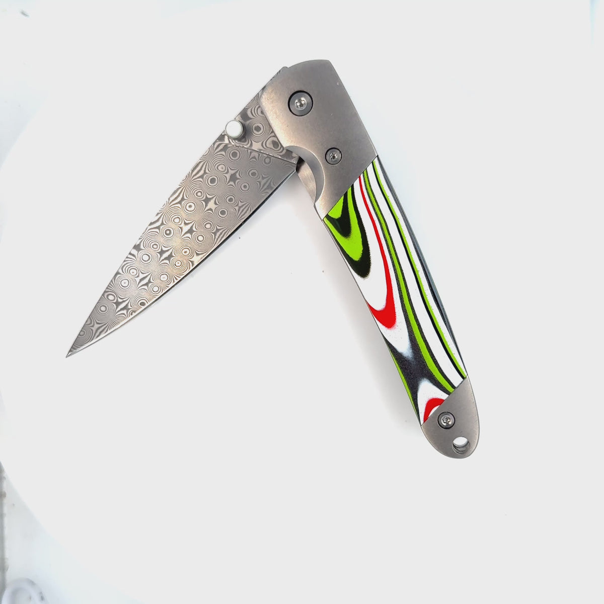 Santa Fe StoneWorks Fordite Damascus 4" Blade Linerlock Knife