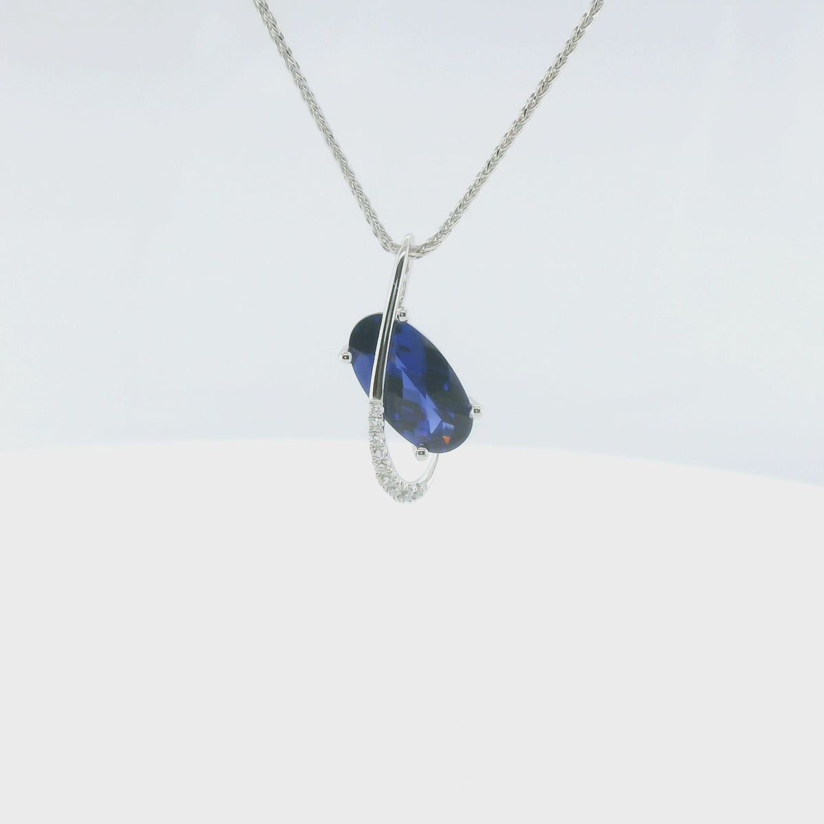 Chatham 1.79ct Lab Sapphire & Diamond Pendant