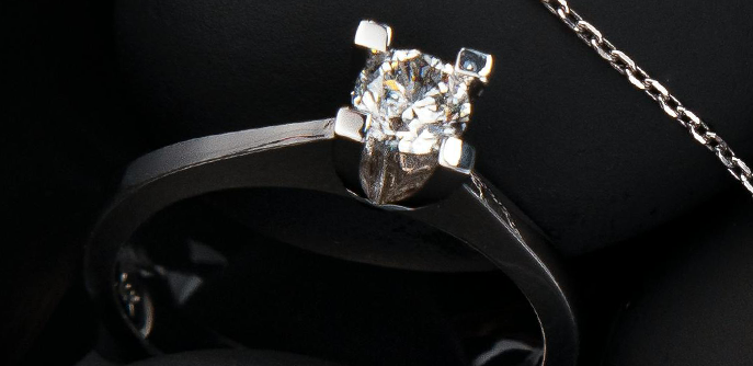 Diamond ring on a black background