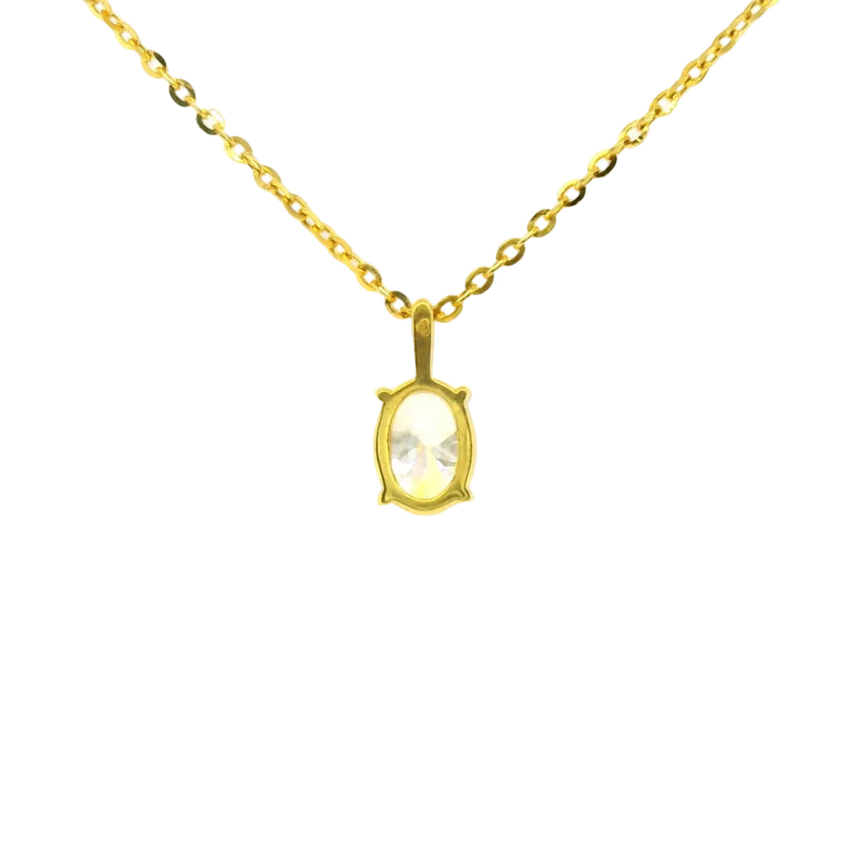 1ct Oval Lab Diamond Gold Vermeil Pendant with Chain
