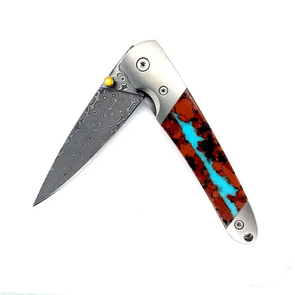 4” Liner lock, 3" Japanese rain drop Damascus steel blade