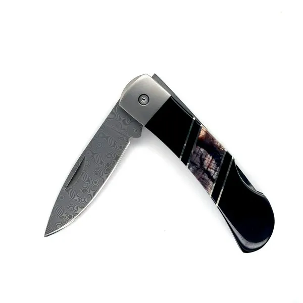 3” lock back 2 1/4" Japanese rain drop damascus blade