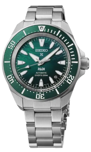 Seiko Prospex watche with green dial, stainless steel watch ideal for graduation gifts and engraving