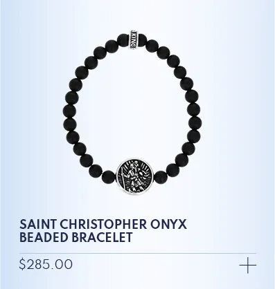King Baby Saint Christopher Onyx Beaded Bracelet